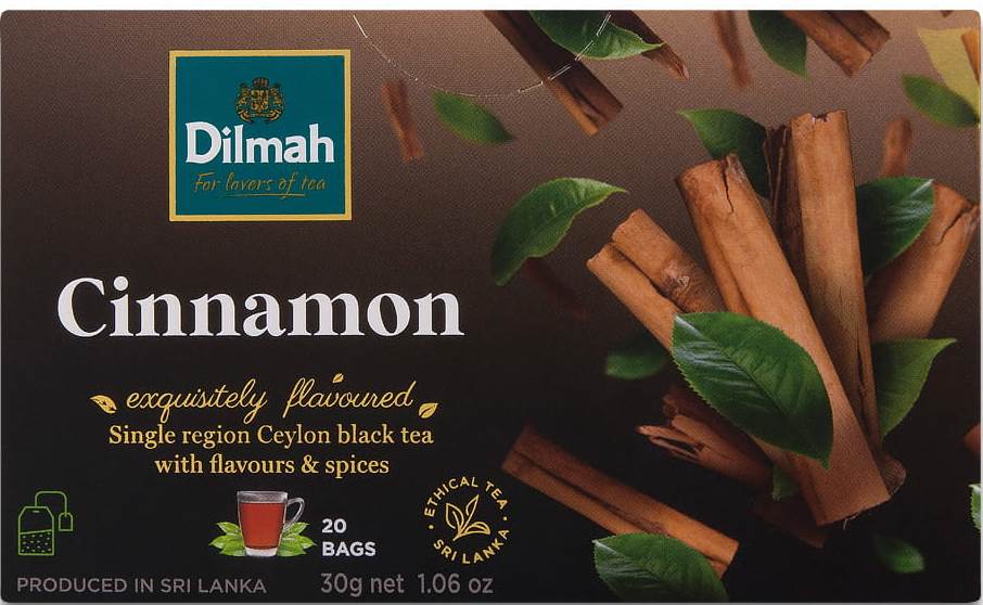 Dilmah Cinnamon Black Tea, 20 Bags, 30 g