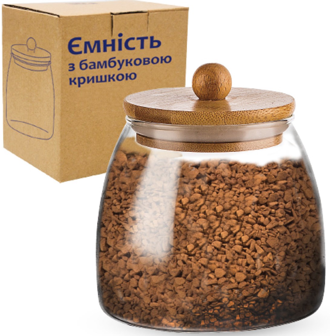 S&T 32246 Glass Storage Jar with Bamboo Lid, 780 mL