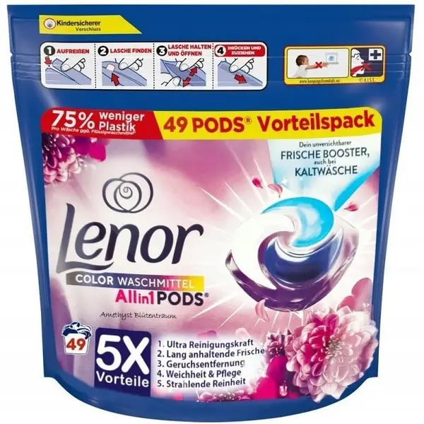 Lenor Color Amethyst Blossom Dream Laundry Detergent Pods, 49 pcs (Price per 1 pc)