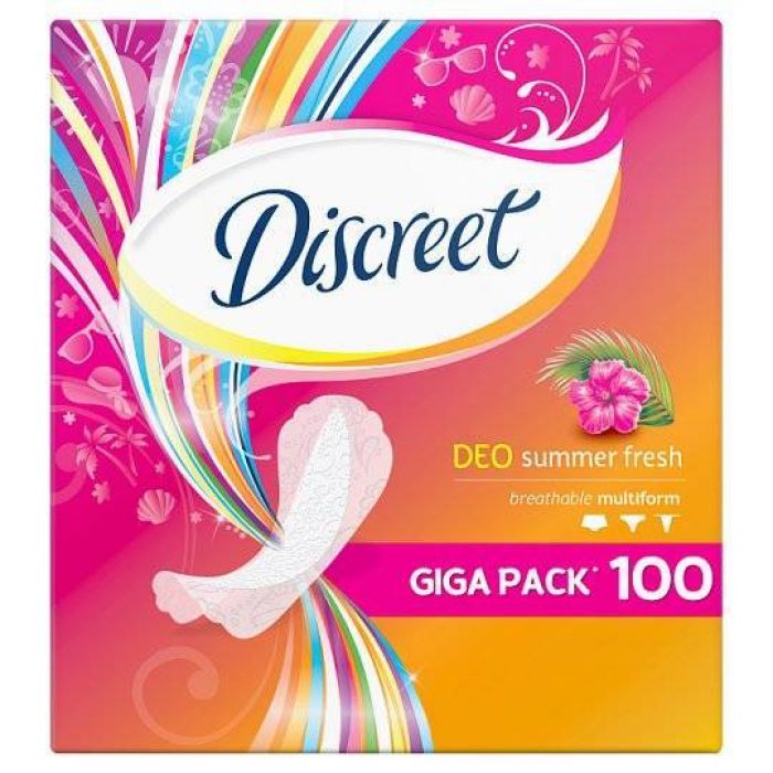 Discreet Deo Summer Fresh Panty Liners, 100 pcs