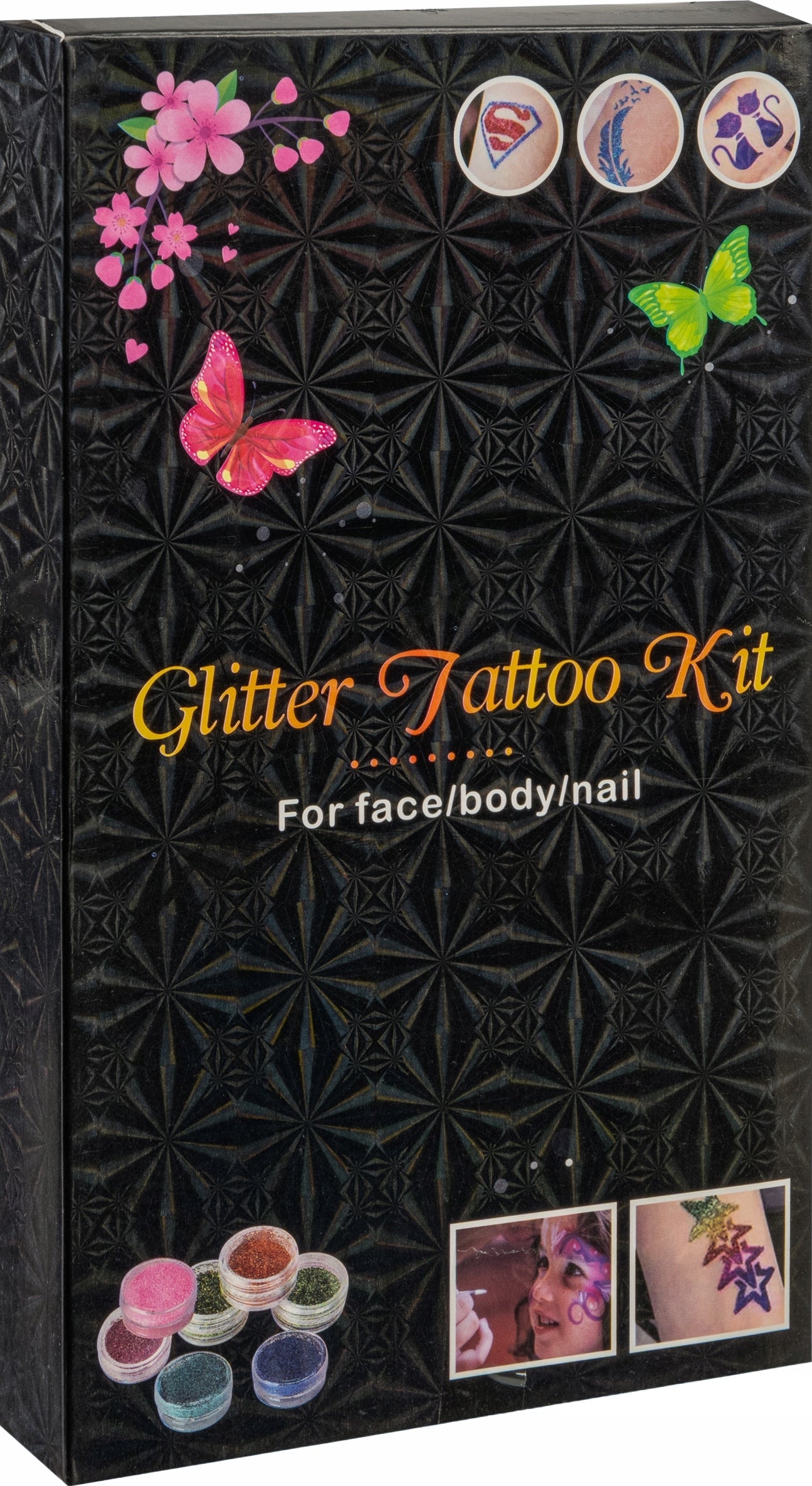 764-5-24 Glitter Tattoo Set with Brushes, Stencils & Polish