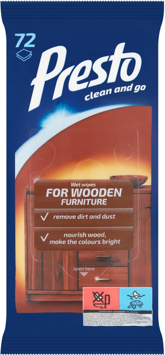 Presto Wooden Furniture Cleaning Wipes, 72 pcs