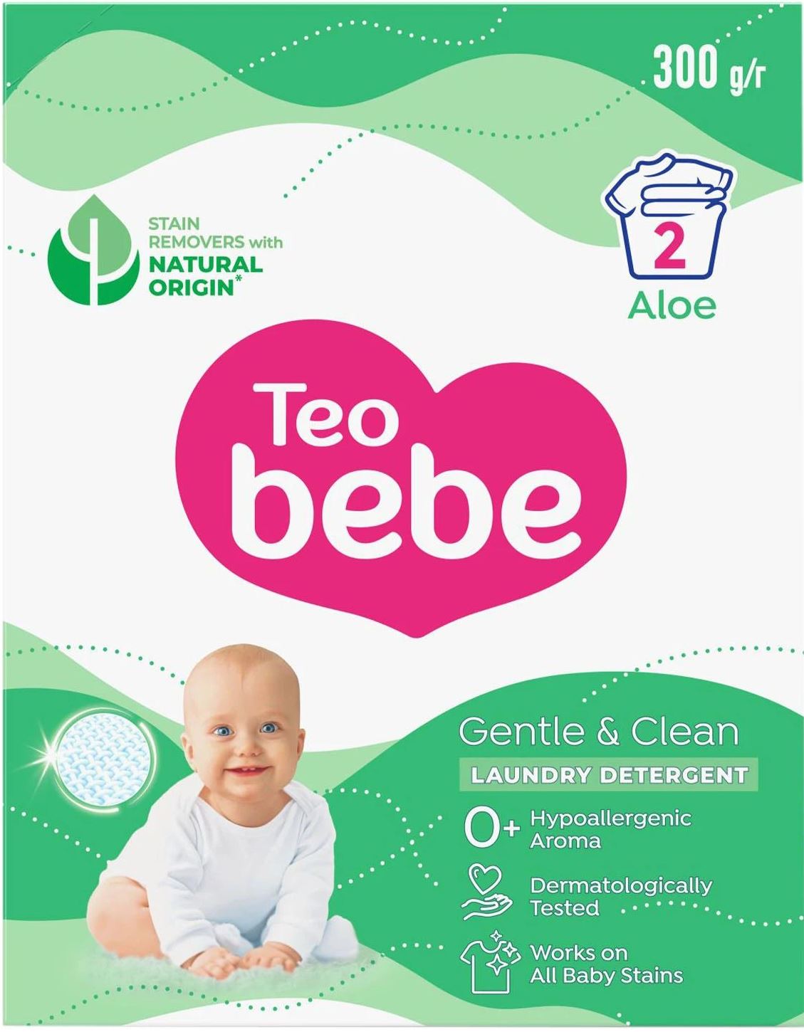 Teo Bebe Gentle & Clean Aloe Laundry Detergent Powder, 300 g