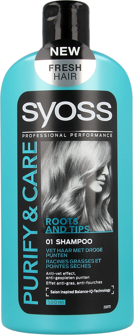 SYOSS Purify & Care Shampoo for an Oily Scalp & Hair with Dry Ends, 500 mL