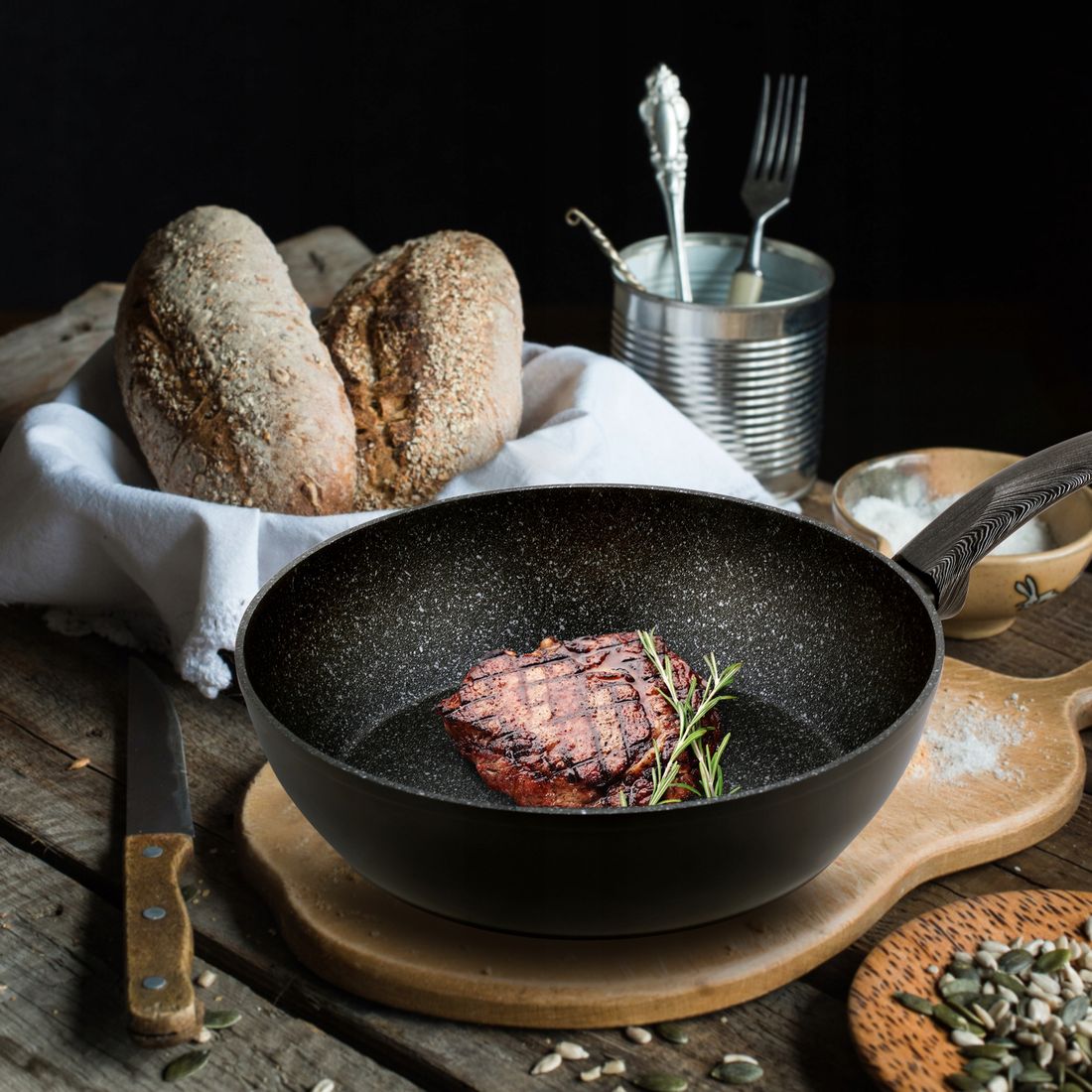 Kamille KM4136 Black Marble Sauté Pan, 28 cm - Image 4