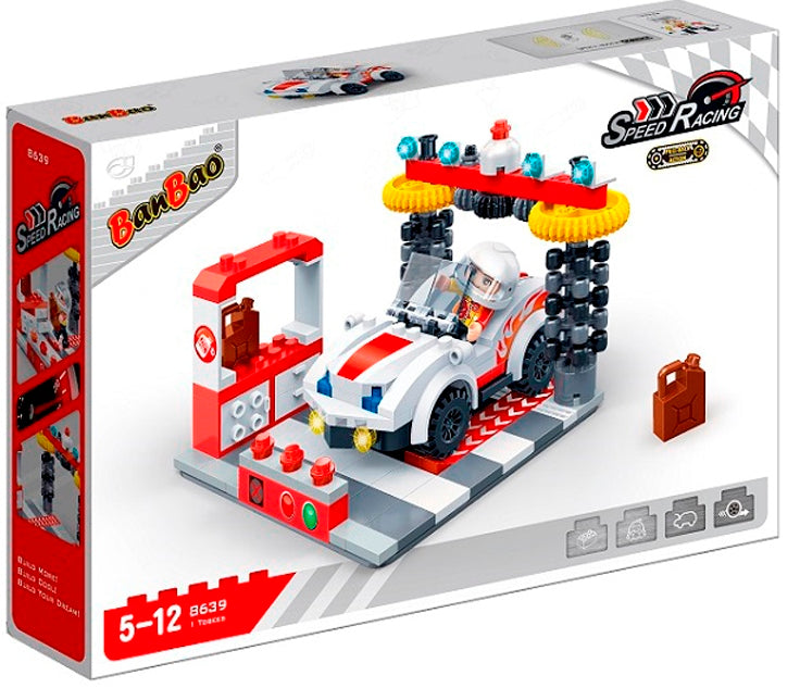 Banbao 8639 Speed Racing Car Wash Building Set, 219 Pieces