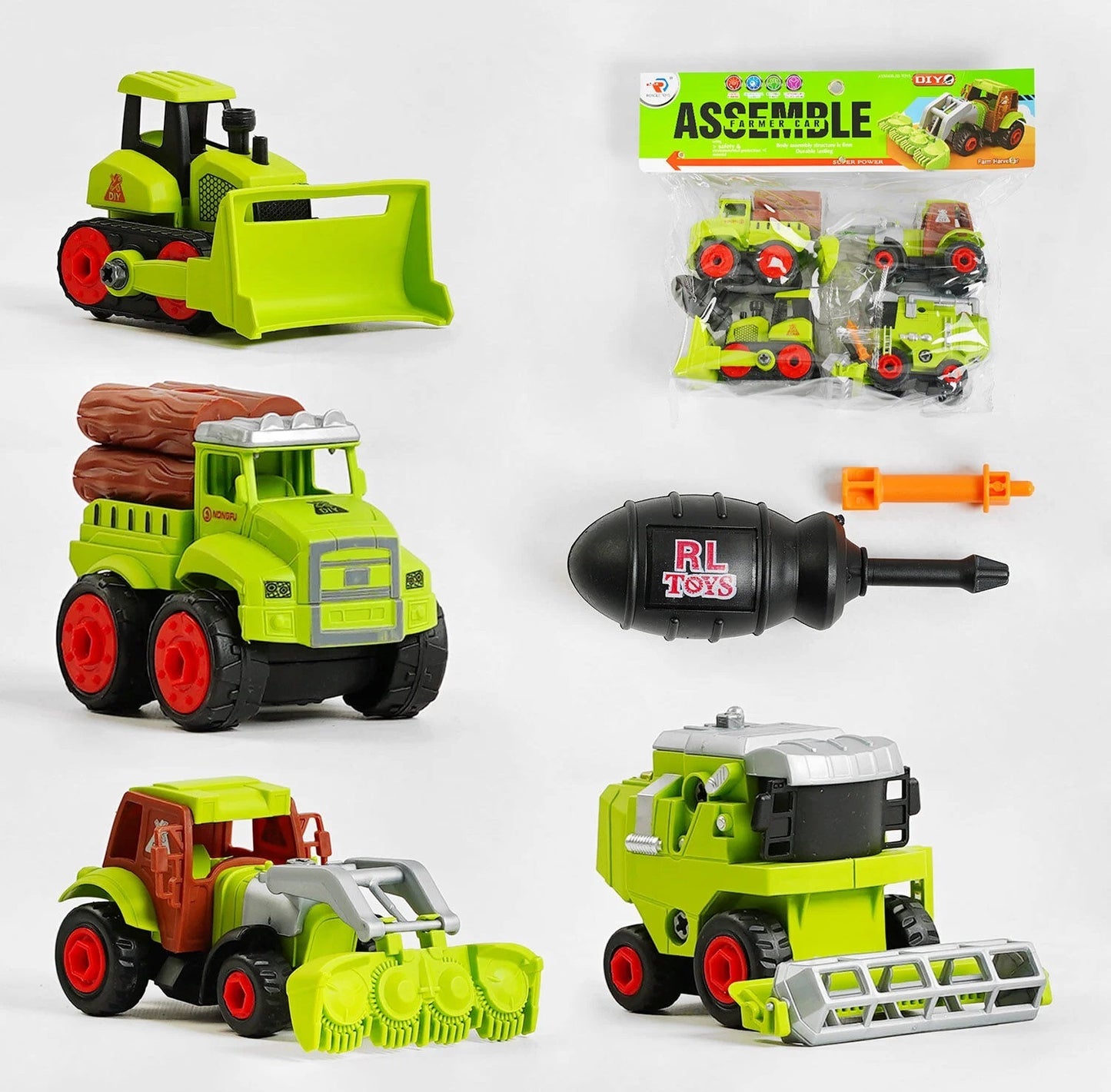 Rongle Toys RL589-18D Construction Vehicle Set, 4 pcs