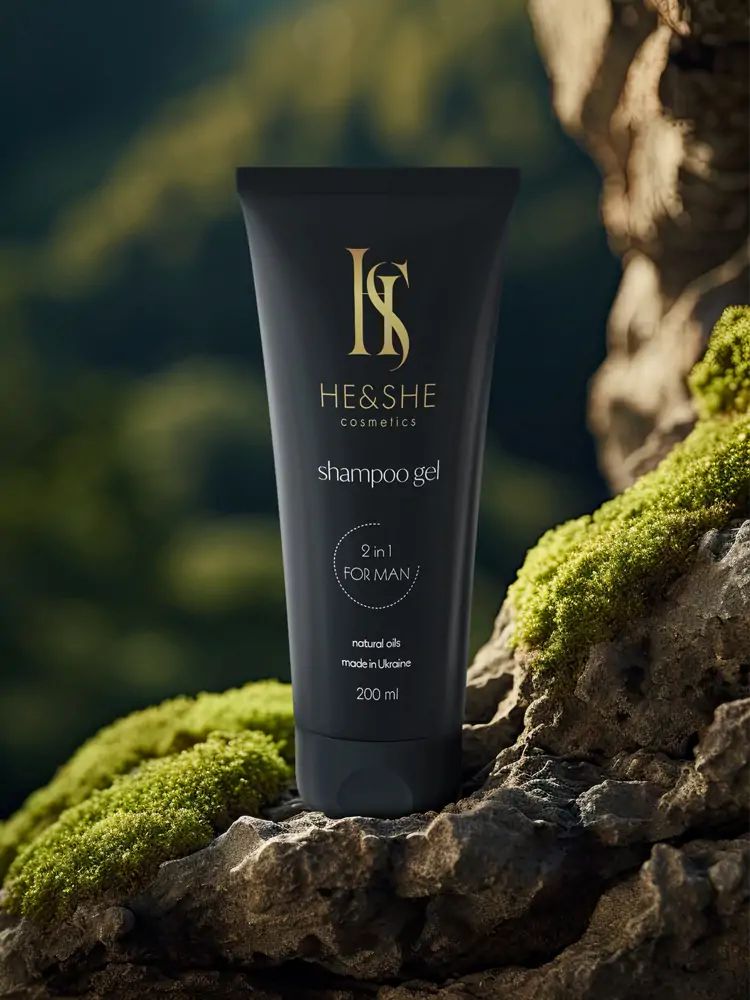 He&She Cosmetics Men's 2-in-1 Shampoo & Shower Gel, 200 mL - Image 2