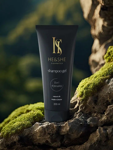 He&She Cosmetics Men's 2-in-1 Shampoo & Shower Gel, 200 mL - Image 2