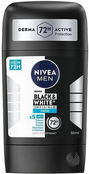 Nivea Black & White Fresh Men's Deodorant Stick, 50 mL