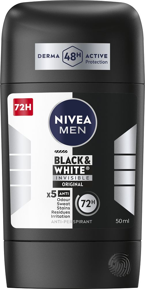 Nivea Black & White Original Men's Deodorant Stick, 50 mL