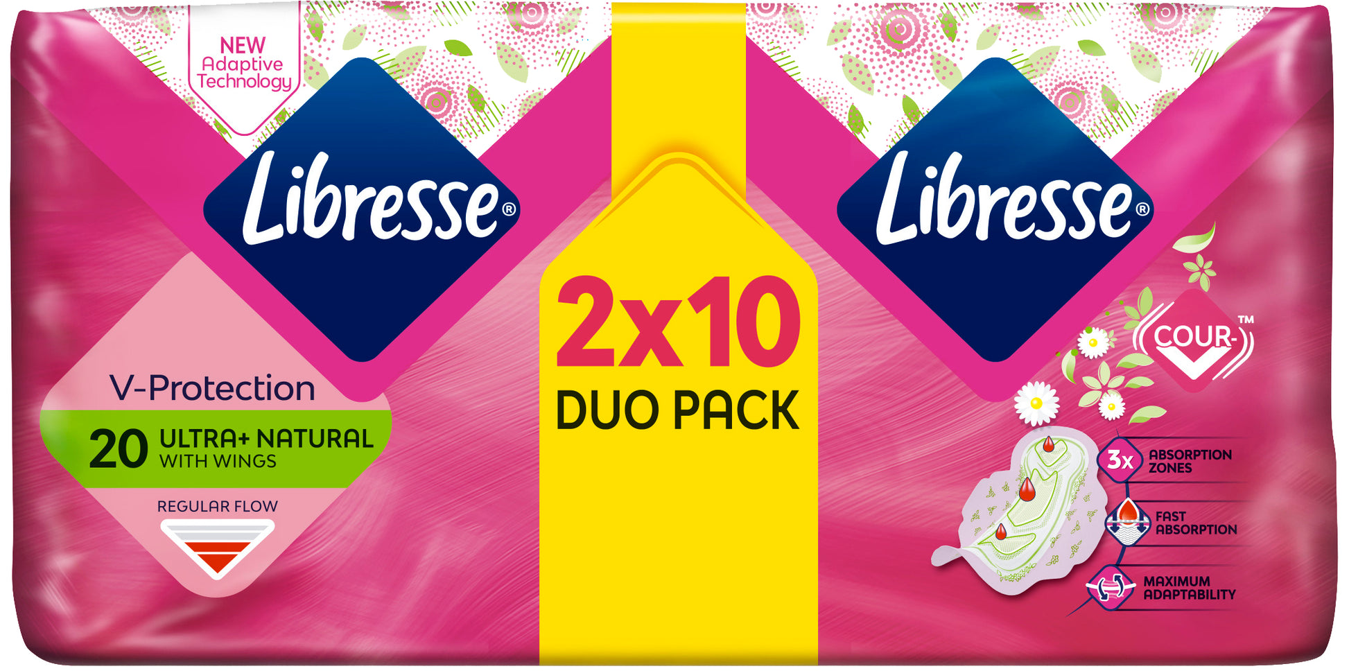 Libresse Ultra DUO Normal Aloe Vera & Camomile Sanitary Pads, 20 pcs