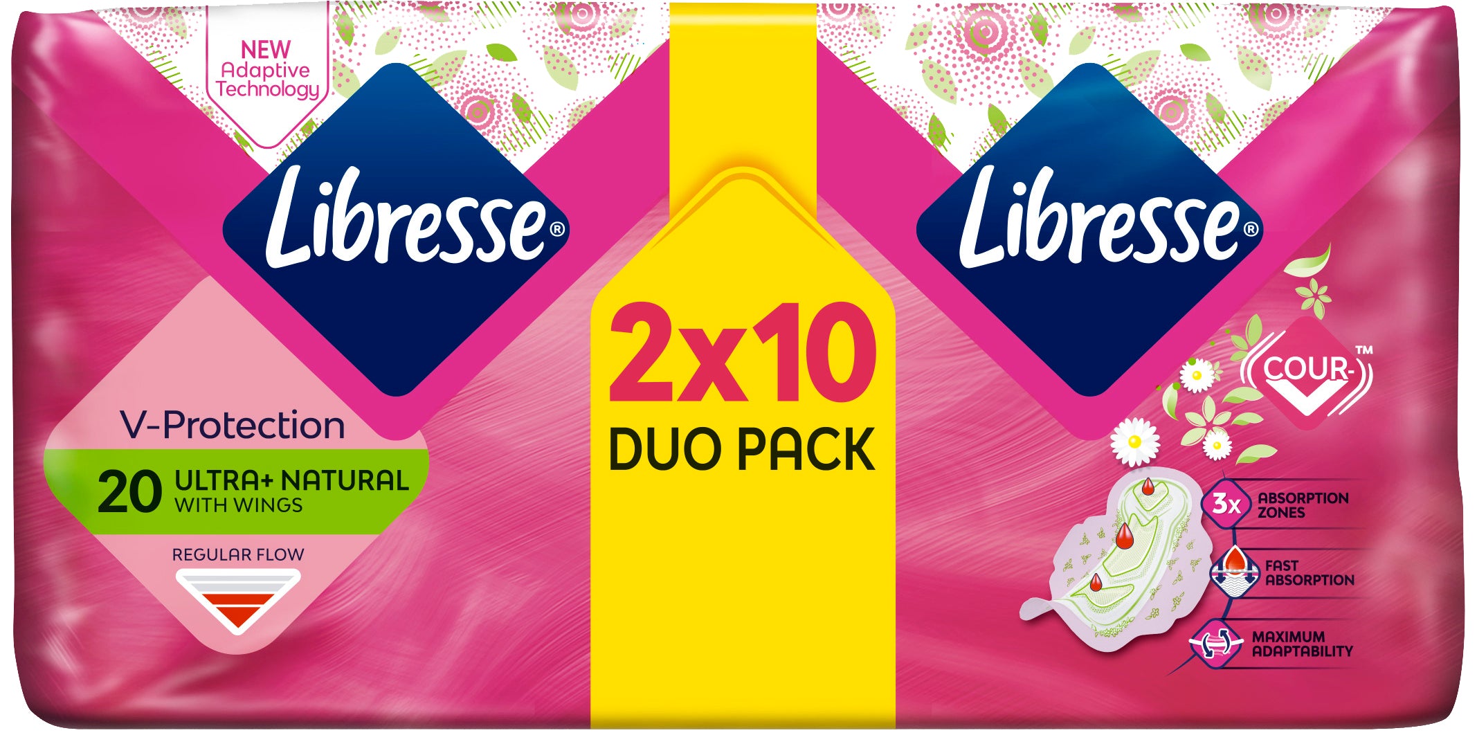 Libresse Ultra DUO Normal Aloe Vera & Camomile Sanitary Pads, 20 pcs