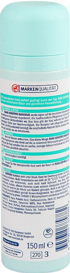 Isana Sensitive Aloe Vera Women's Shaving Gel, 150 mL - Image 2