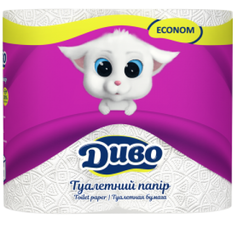 Dyvo Economy White Toilet Paper, 4 Rolls
