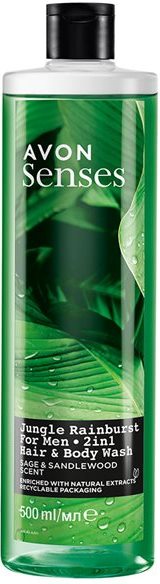 Avon Senses For Men Jungle Rainburst 2-in-1 Shower Gel, 500 mL