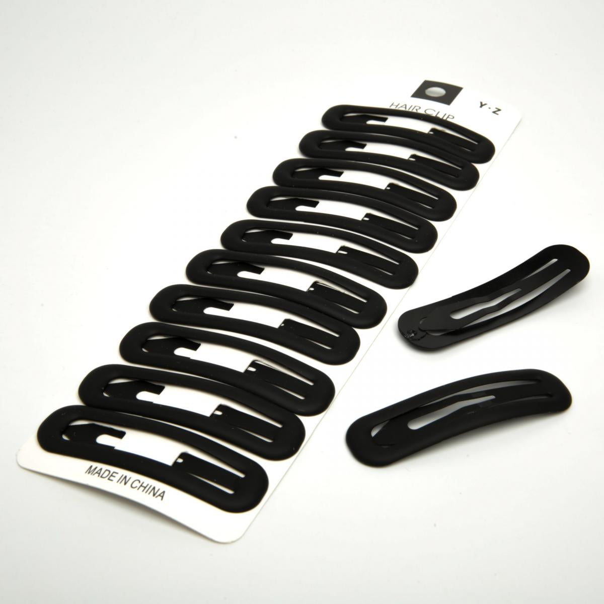 6-3428 Black Rectangular Rubber Kids' Snap Hair Clip, 6.9 x 1.9 cm (Price per 1 pc)