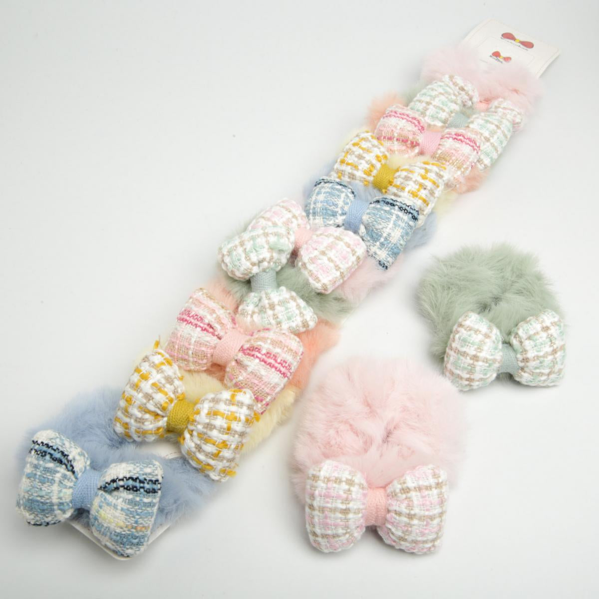 6-2899 Furry Bow Kids' Hair Tie (Price per 1 pc)