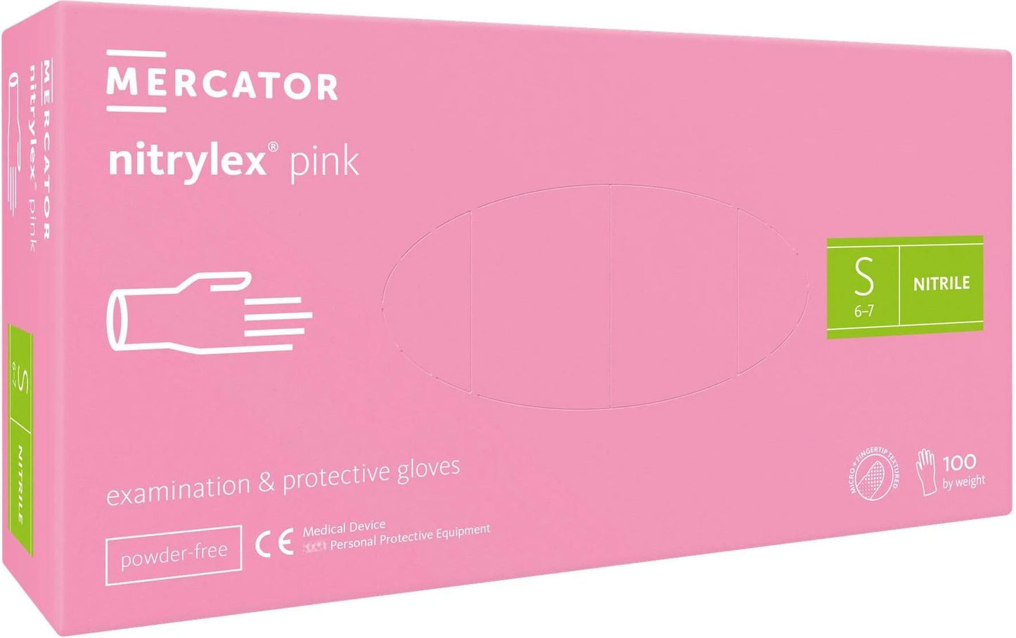 Mercator Pink Nitrile Medical Gloves, Size S, 100 pcs