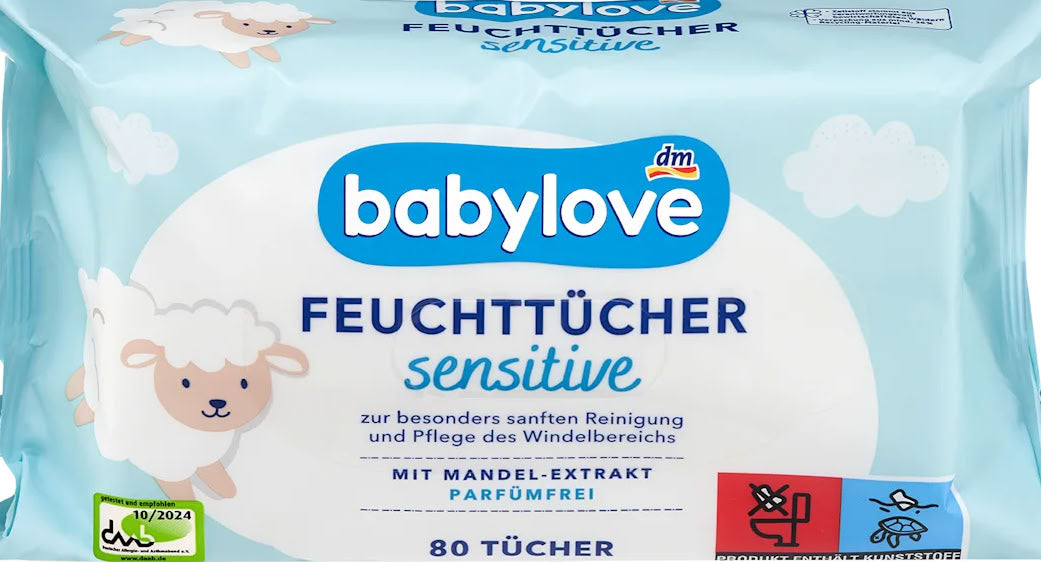 Babylove Sensitive Baby Wet Wipes, 80 pcs