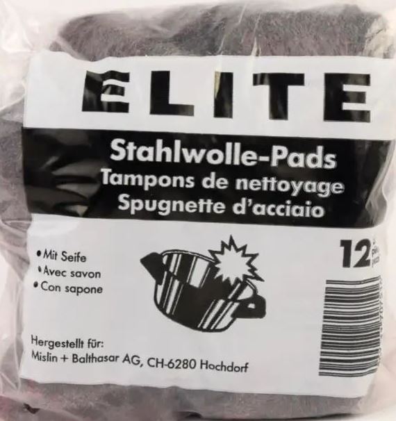 Elite Detergent-Filled Metal Scouring Pads for Pots, 12 pcs