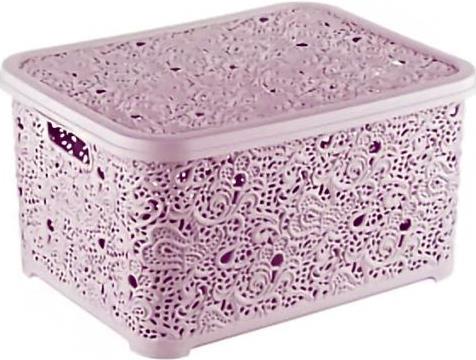 Efe Plastik Openwork Basket with Lid, 28 L