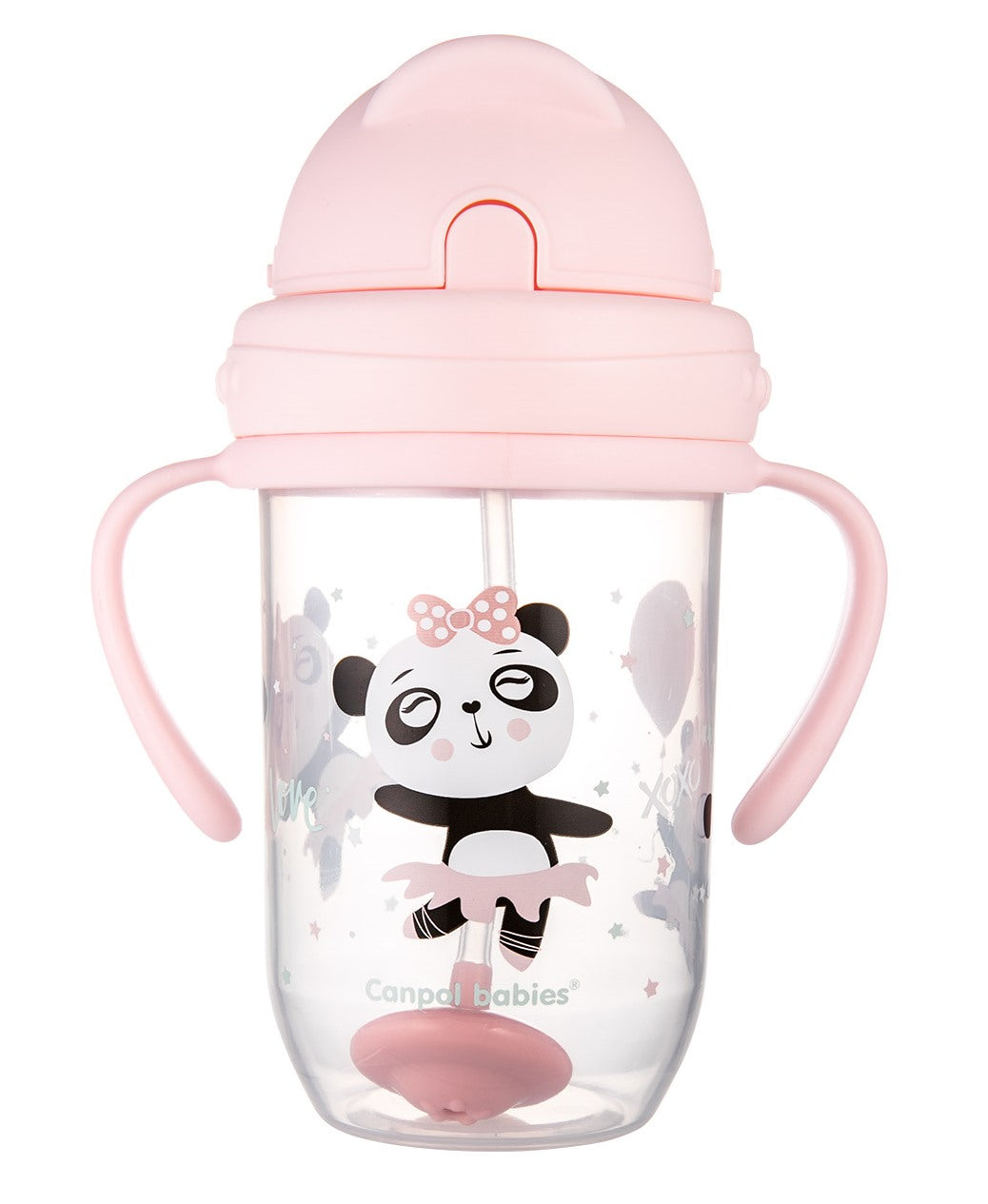 Canpol Babies 56/606 Pink Baby Cup with Folding Weighted Silicone Straw, 6+ Months, 270 mL