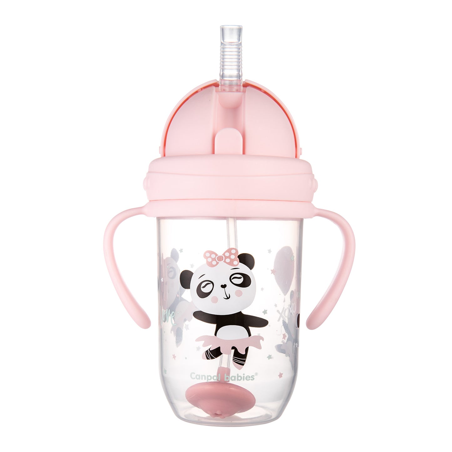 Canpol Babies 56/606 Pink Baby Cup with Folding Weighted Silicone Straw, 6+ Months, 270 mL - Image 3