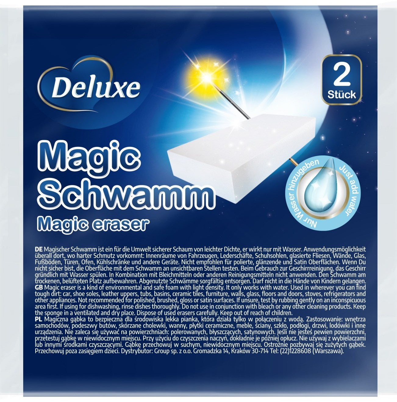 Deluxe Magic Sponge Melamine Sponges, 2 pcs
