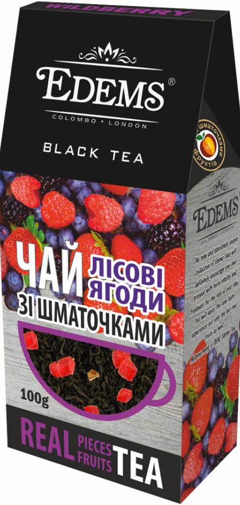 Edems Forest Berries Black Tea with Fruit Pieces, 100 g