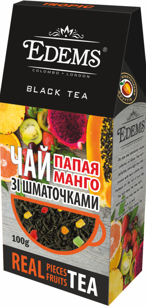 Edems Papaya & Mango Black Tea with Fruit Pieces, 100 g
