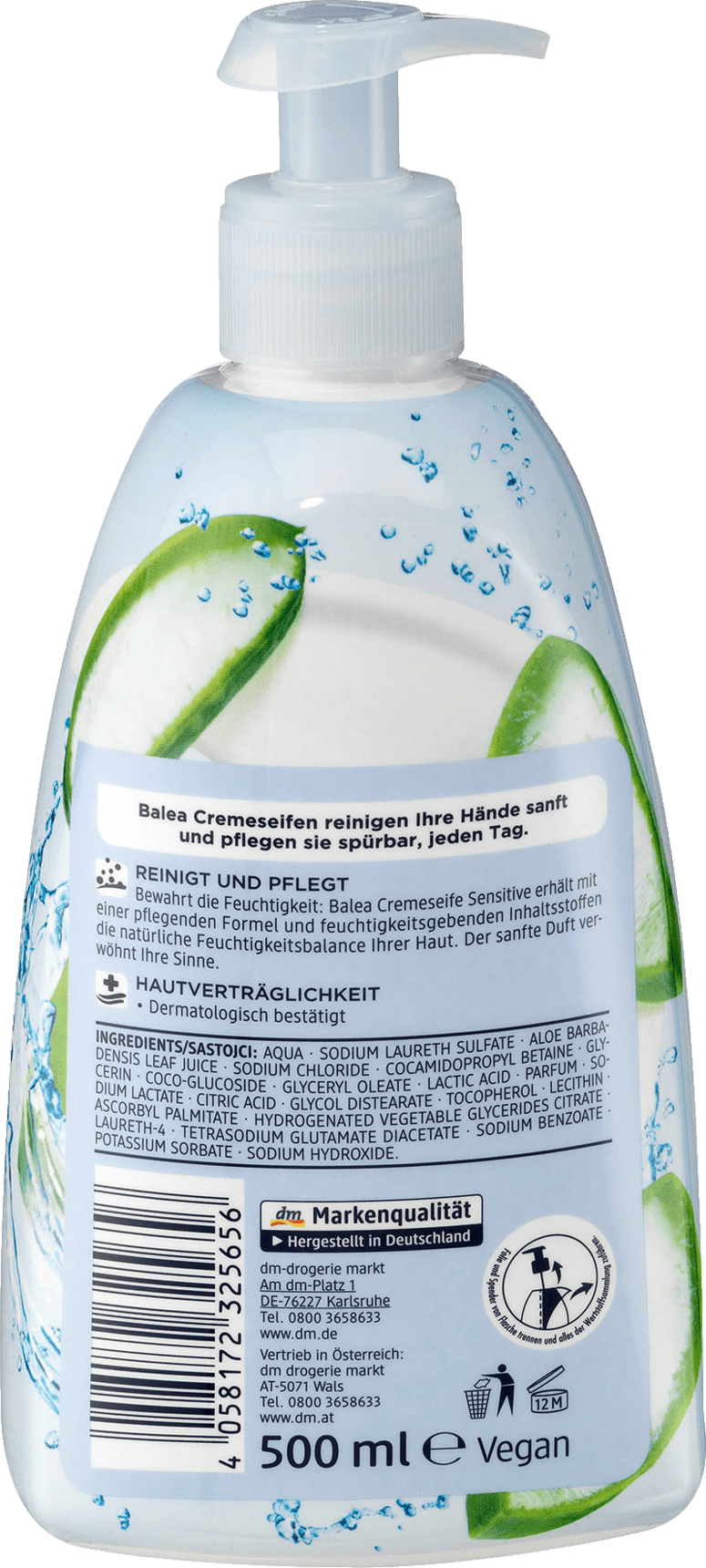 Balea Sensitive with Aloe Vera Liquid Cream Soap, 500 mL - Image 2