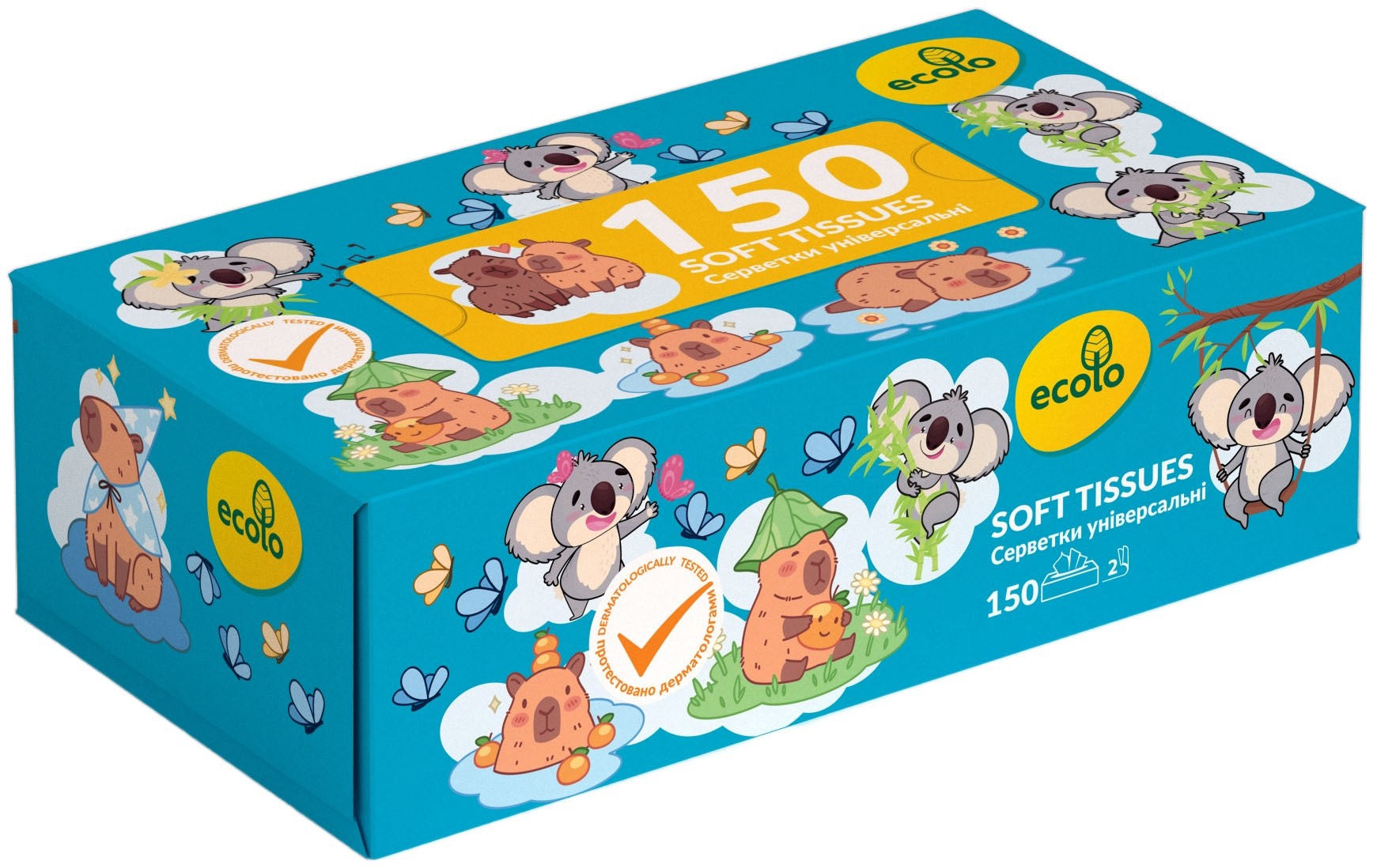 Ecolo Kids Facial Tissues in Pencil-Case Box, 150 Sheets