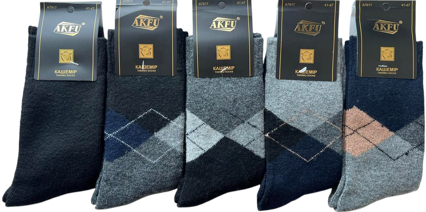AKFU A7917 Men's Long Cashmere Socks, Size 41-47
