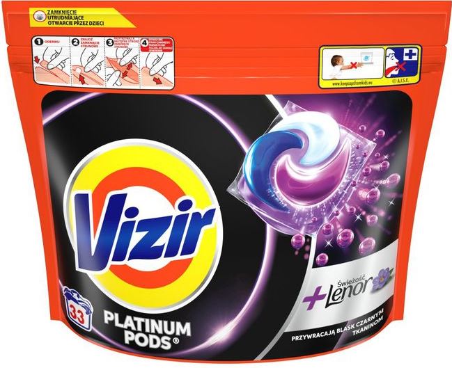 Vizir Platinum Pods Black + Lenor Laundry Detergent Pods, 33 pcs (Price per 1 pc)