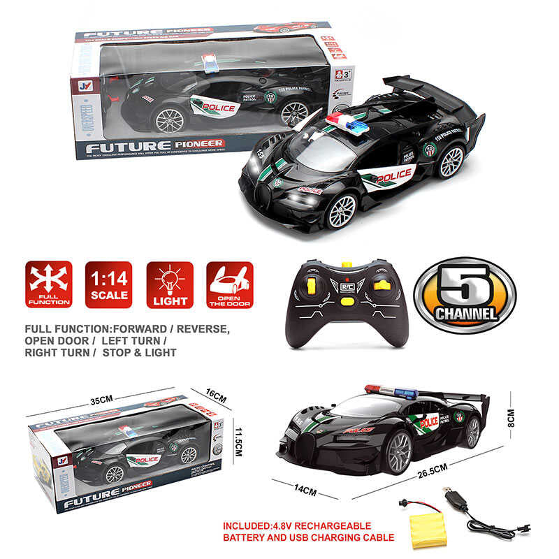 Police 345-263 Remote-Control Car with Light & Rechargeable Battery