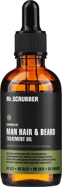 Mr. Scrubber Men's Hair & Beard Growth Treatment Oil, 50 mL