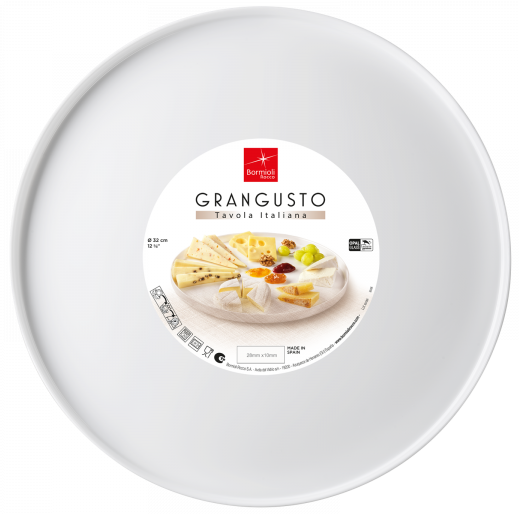 Bormioli Rocco Grangusto 410712MDF Round Rimmed Serving Dish, 32 cm