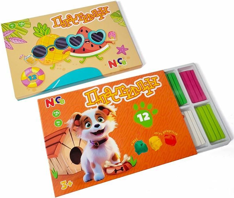 Neznaika 832520 Modeling Clay with Sculpting Tool, 12 Colors, 240 g