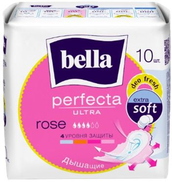 Bella Perfecta Ultra Rose Deo Fresh Sanitary Pads, 10 pcs