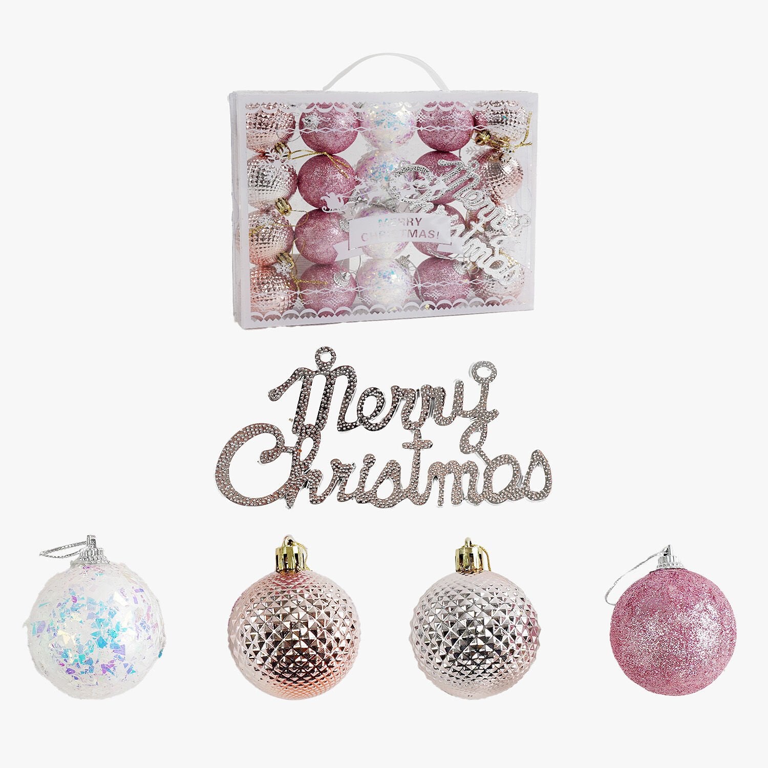 C 67341 Ball & Pendant Christmas Ornament Set, 4.5 cm Diameter, 21 pcs
