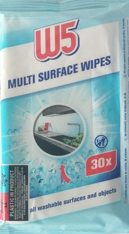 W5 Multi-Surface Cleaning Wet Wipes, 30 pcs