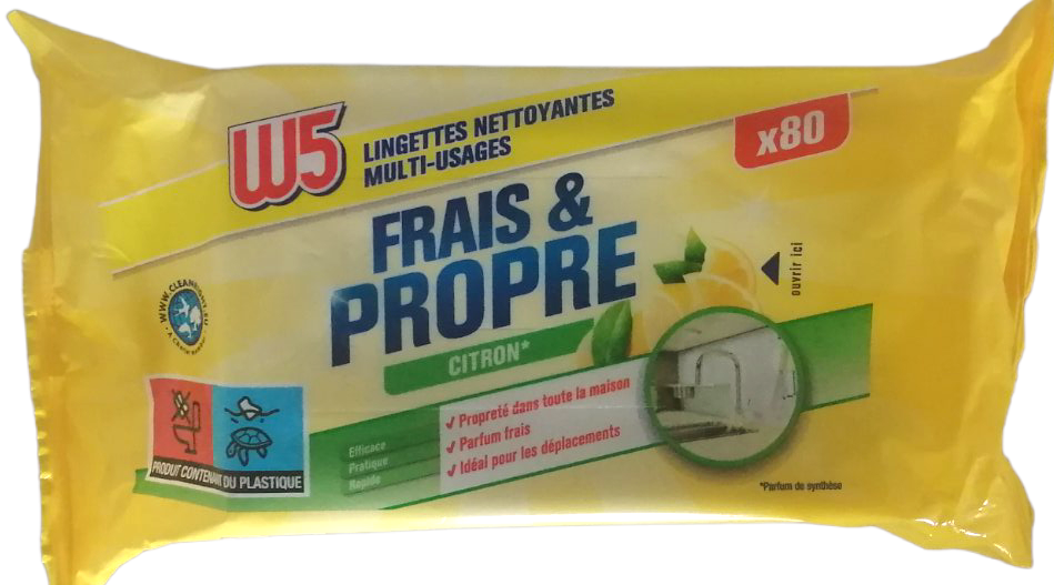 W5 Lemon Cleaning Wet Wipes, 80 pcs