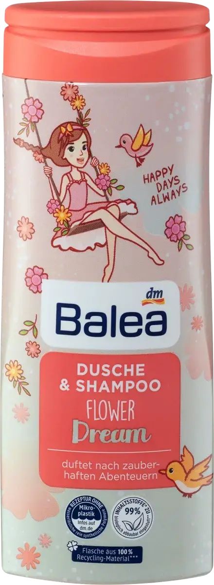 Balea Flower Dream Kids Shower Gel & Shampoo, 300 mL