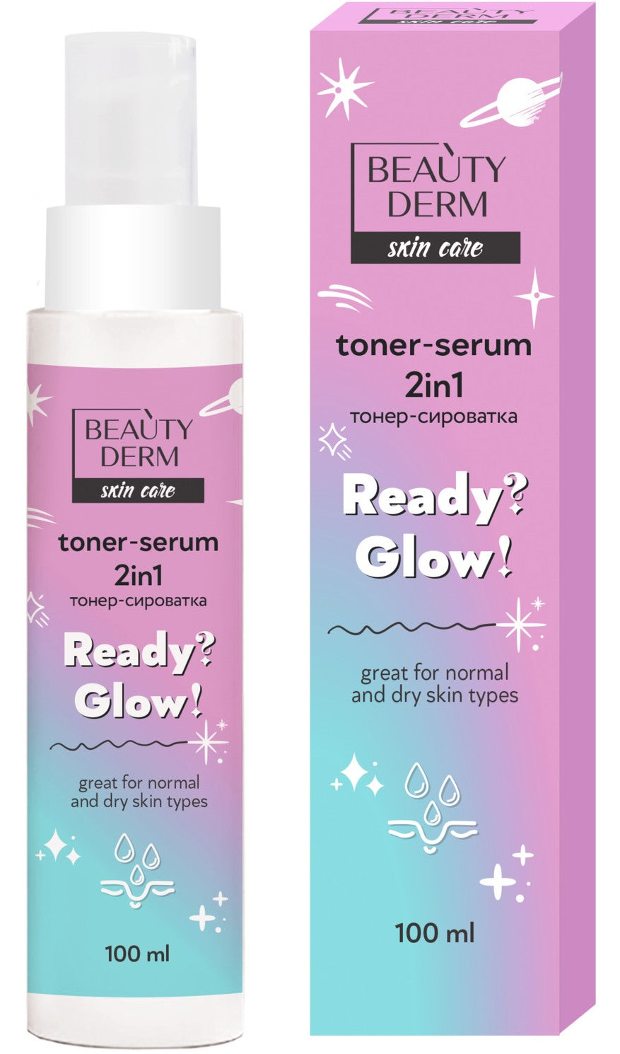 Beautyderm Ready? Glow! 2-in-1 Face Toner Serum, 100 mL