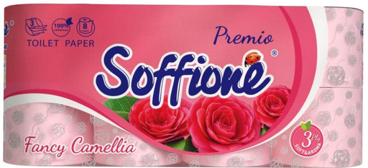 Soffione Premio Camellia 3-Ply Toilet Paper, 8 Rolls