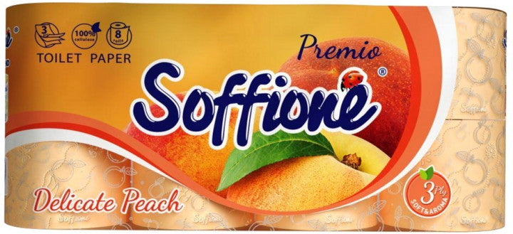 Soffione Premio Peach 3-Ply Toilet Paper, 8 Rolls