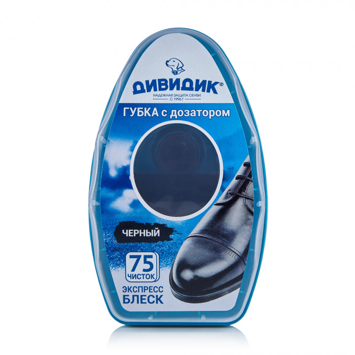 Dividik Black Smooth Leather Shoe Sponge with Dispenser, 6 mL