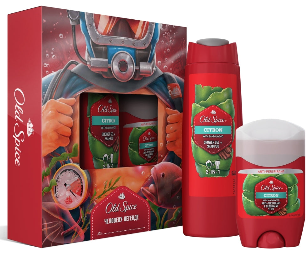 Old Spice Citron Men's Gift Set: Shower Gel 250 mL & Deodorant Stick 50 mL