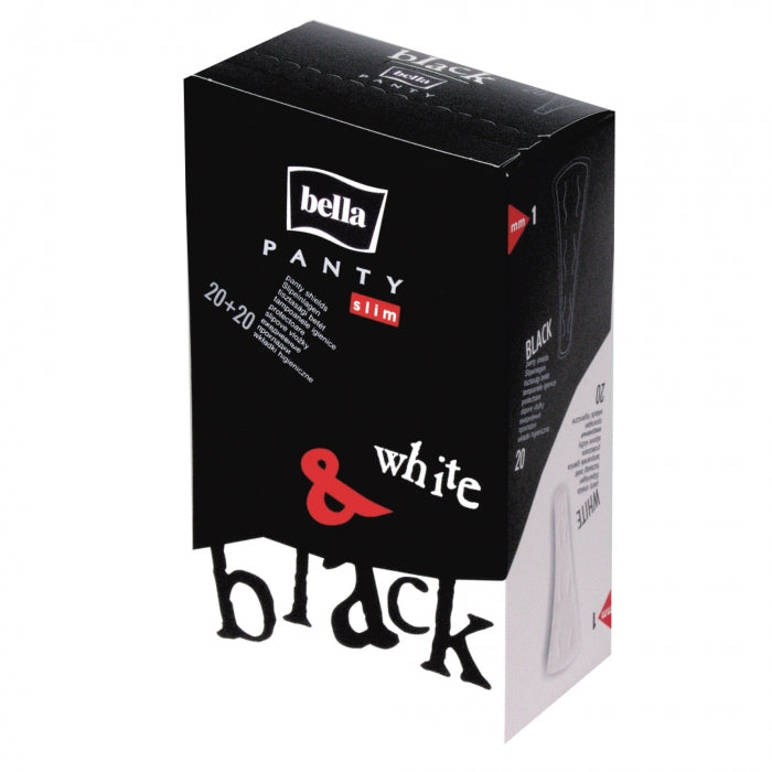 Bella Panty Slim Black & White Panty Liners, 40 pcs